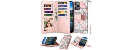 For iPhone 15 Plus Design Wallet ID Credit Card Money Holder with Magnetic Metal Closure including Lanyard - Rose Pink Floral