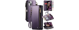 For iPhone 15 Plus Design Wallet ID Credit Card Money Holder with Magnetic Metal Closure including Lanyard - Zigzag