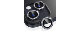 For iPhone 15 Plus Diamond Bling Camera Lens Full Tempered Glass - Black