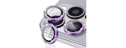 For iPhone 15 Plus Diamond Bling Camera Lens Full Tempered Glass - Purple