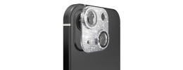 For iPhone 15 Plus Diamond Bling Camera Lens Full Tempered Glass - Silver