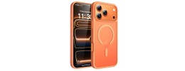 For iPhone 15 Plus Disc Chrome Circle With Chromed Tempered Glass Screen Protector PU UV Leather Case - Purple