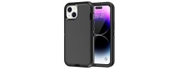 For iPhone 15 Plus Finest Transparent Thick Acrylic Hybrid Metal Buttons Cover Case - Black