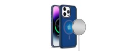 For iPhone 15 Plus Glossy Oil Premium Hybrid Case Cover - Dark Blue