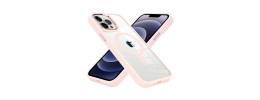 For iPhone 15 Plus Greatest Clear Acrylic Thick Metal Button Hybrid - Light Pink