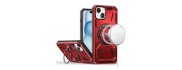For iPhone 15 Plus Loop Hybrid with [Magnetic Ring Circle] 360 degrees Rotational Kickstand Case Cover - Red