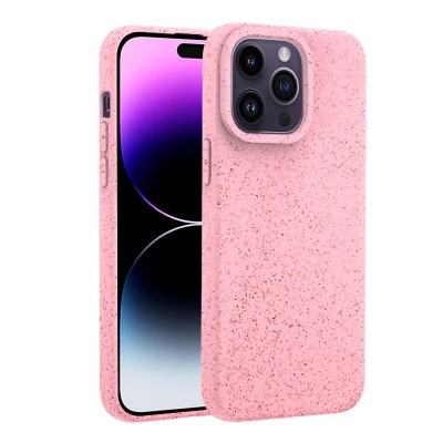 For iPhone 15 Plus METKASE Bio-Degradable [WHEAT FIBER MATERIAL] Design Case - Pink