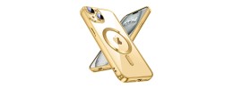 For iPhone 15 Plus METKASE Double Protection IMD Design Pattern [Magnetic Circle] Premium Case - Gold IMD