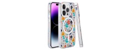 For iPhone 15 Plus METKASE Double Protection IMD Design Pattern [Magnetic Circle] Premium Case - Nightly Floral