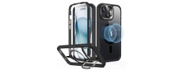 For iPhone 15 Plus METKASE Exquisite Tough Shockproof Hybrid in Slide-Out Package - Grey/Black