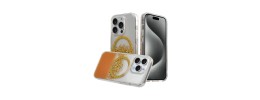 For iPhone 15 Plus METKASE GLITTER Transparet [MAGNETIC CIRCLE] Shockproof Hybrid - Gold/Black