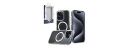 For iPhone 15 Plus METKASE GLITTER Transparet [MAGNETIC CIRCLE] Shockproof Hybrid - Silver/Black