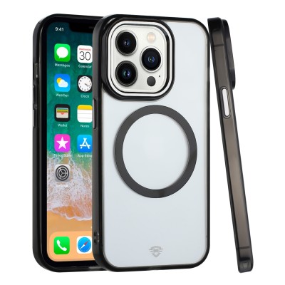 For iPhone 15 Plus METKASE Iridescent Spots [Magnetic Circle] Hybrid - Black+iridescent Spots