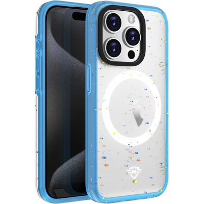 For iPhone 15 Plus METKASE Iridescent Spots [Magnetic Circle] Hybrid - Blue+iridescent Spots