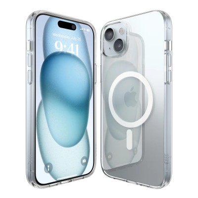 For iPhone 15 Plus METKASE Magnetic Glitter Ultra Thick 3mm Transparent Hybrid in Slide-Out Package - Clear