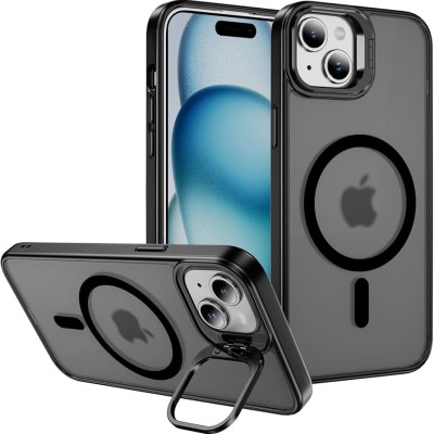 For iPhone 15 Plus METKASE Magnetic Greatest Clear Acrylic Thick Metal Button Hybrid in Slide-Out Package - Black