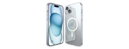 For iPhone 15 Plus METKASE Magnetic Greatest Clear Acrylic Thick Metal Button Hybrid in Slide-Out Package - Light Blue