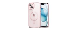 For iPhone 15 Plus METKASE Magnetic Greatest Clear Acrylic Thick Metal Button Hybrid in Slide-Out Package - Light Pink
