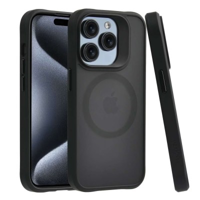 For iPhone 15 Plus METKASE New Premium [MAGNETIC CIRCLE] Shockproof Raised Camera Protection Hybrid - Smoke