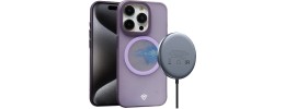For iPhone 15 Plus METKASE SHIMMER Transparent [MAGNETIC CIRCLE] Shockproof Hybrid - Purple Shimmer
