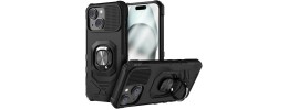 For iPhone 15 Plus METKASE Strong Tough Metallic Design Hybrid in Premium Slide-Out Package - Black