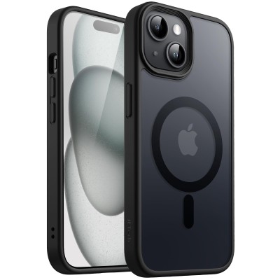 For iPhone 15 Plus [Magnetic Circle] ShockProof 4-Time Injection Strong Hybrid - Black