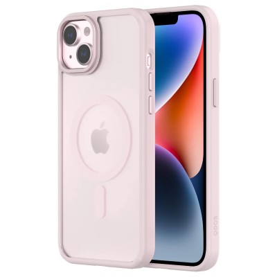 For iPhone 15 Plus Matching Clear Transparent Circle Design Case Cover - Light Pink