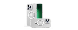 For iPhone 15 Plus Metal Chrome Kickstand [Magnetic Circle] Shockproof Matching Camera Hybrid - Clear