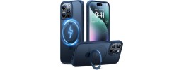 For iPhone 15 Plus OPTIMUM Magnetic Ring Stand Hybrid Case Cover - Blue