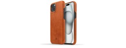 For iPhone 15 Plus PU Leather Window Flap Case with Cover - Tan