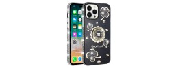 For iPhone 15 Plus Party Diamond Bumper Bling Hybrid Case Cover - Black