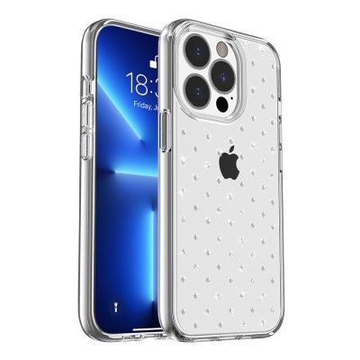 For iPhone 15 Plus Party Diamond Bumper Bling Hybrid Case Cover - Blue