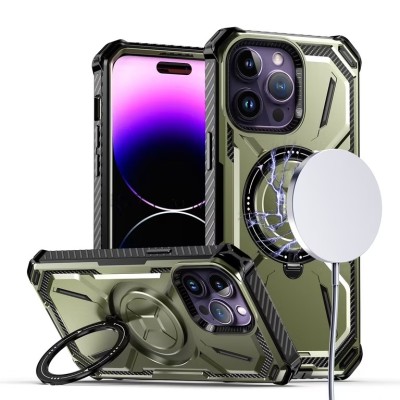 For iPhone 15 Plus Premium Circle [Magnetic Circle] KickKickstand - Light Green