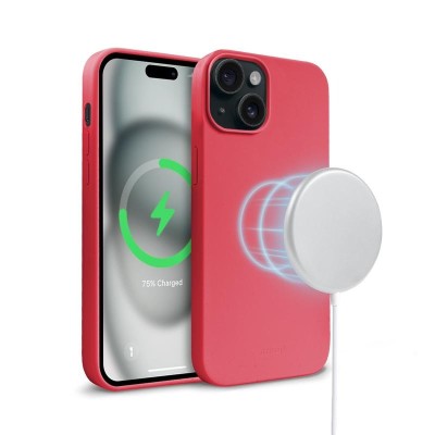 For iPhone 15 Plus Rank [Magnetic Circle] Tough Strong Modern Fused Hybrid - Red