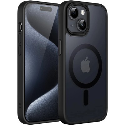 For iPhone 15 Plus Rank Tough Strong Modern Fused Hybrid Case Cover - Black