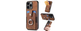 For iPhone 15 Plus Retro Wallet Card Holder Case Cover - Brown