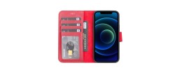 For iPhone 15 Plus Retro Wallet Card Holder Case Cover - Red