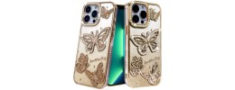 For iPhone 15 Plus Rhombus Bling Glitter Diamond Case Cover - Gold