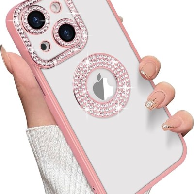 For iPhone 15 Plus Rhombus Bling Glitter Diamond Case Cover - Rose Pink