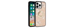 For iPhone 15 Plus SPLENDID Diamond Glitter Ornaments Engraving Case Cover - Good Luck Floral Gold