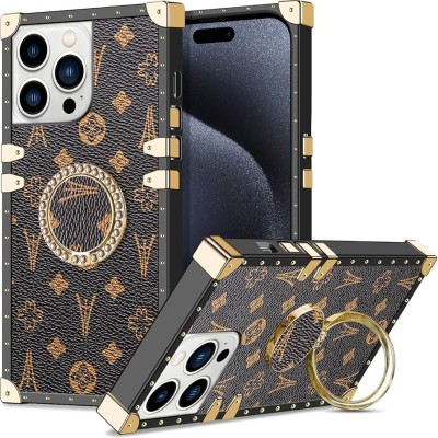 For iPhone 15 Plus SQUARE Passion Glitter Diamond Ring Stand Case Cover - BLACK CHROME H