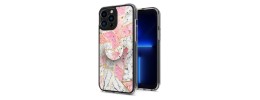 For iPhone 15 Plus SQUARE Passion Glitter Diamond Ring Stand Case Cover - Floral Design Pink