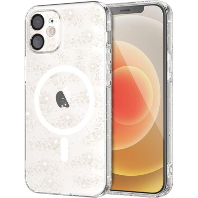 For iPhone 15 Plus SQUARE Passion Glitter Diamond Ring Stand Case Cover - Heart Design White