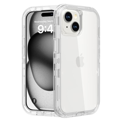 For iPhone 15 Plus Shockproof Transparent Thick TPU Case Cover - Clear