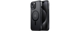 For iPhone 15 Plus Skin Touch Feel HQ [Magnetic Circle] Kickstand Hybrid - Black