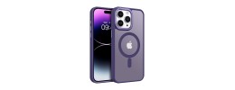 For iPhone 15 Plus Skin Touch Feel HQ [Magnetic Circle] Kickstand Hybrid - Purple