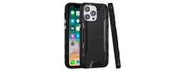 For iPhone 15 Plus Strong Tough Metallic Design Hybrid - Black