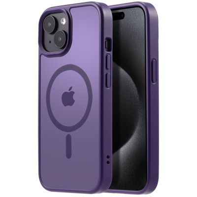 For iPhone 15 Plus Strong Tough Metallic Design Hybrid - Dark Purple
