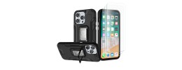 For iPhone 15 Plus Strong Tough Metallic Design Hybrid Premium Kicstand - Black