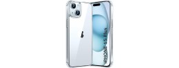 For iPhone 15 Plus Strong Tough Metallic Design Hybrid - Silver